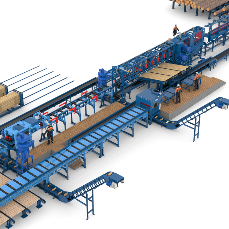 Лесопильная линия Сибирь с возвратом необрезной доски