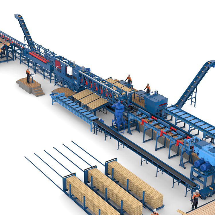 Лесопильная линия Сибирь с возвратом необрезной доски
