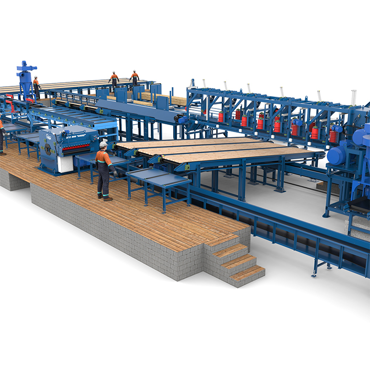 Лесопильная линия Сибирь с возвратом необрезной доски и перекладкой лафета