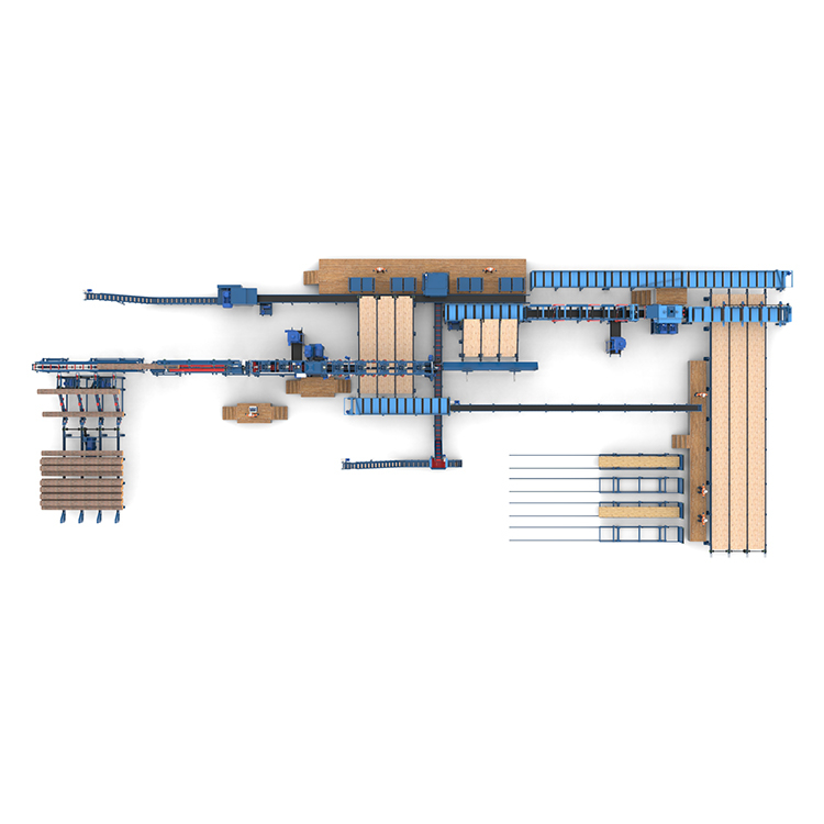 Лесопильная линия Сибирь с возвратом необрезной доски и перекладкой лафета