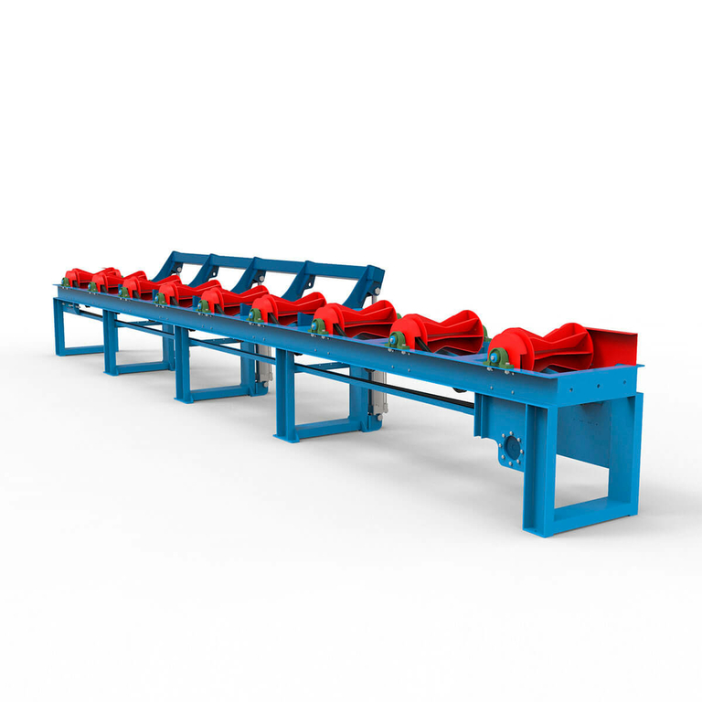 Рольганг для брёвен со сбрасывателем