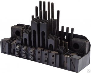 Набор клиновых ступенчатых прижимов из 58-ми предм., паз19,7мм М18х2,5 на дер. подст. (YT-0210) "CNIC"