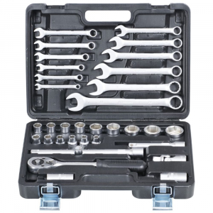 Набор "DR ТЕХНИК" 34 предмета (торцевые головки 1/2", ключи комбинированные) CrV кейс (51034)