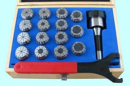 Патрон Цанговый с хв-ком R8 (7/16"- 20UNF) с набором цанг ER40 из 15шт (4-26мм) "CNIC"