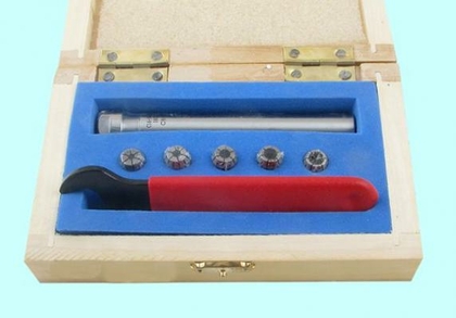 Патрон Цанговый с хв-ком цилиндрическим С16 с набором цанг ER11 из  5шт d3- 7мм (100L-ER11-5PCS) "CNIC"