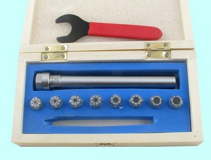 Патрон Цанговый с хв-ком цилиндрическим С20 с набором цанг ER16 из  8шт d3-10мм (150L-ER16-8PCS) "CNIC"