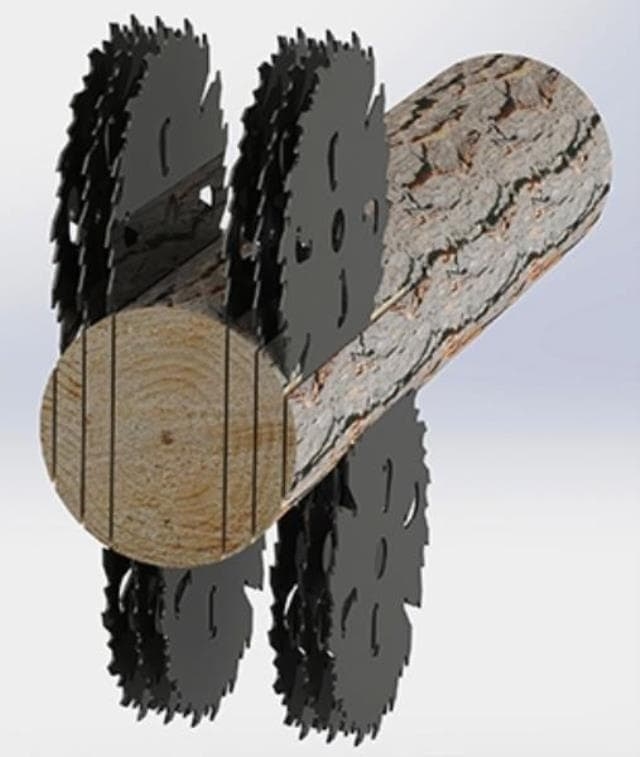 Станок дисковый двухвальный бревнопильный с гусеничной подачей СБГ-480