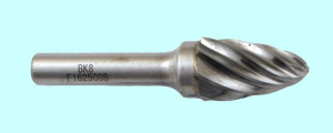 Борфреза тв.спл. гипербол.со сфер.торц.  d 8х20х6х65 R2,0 спиральная крупная насечка (F08 20С06) "CNIC"