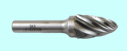 Борфреза тв.спл. гипербол.со сфер.торц.  d10х20х6х65 R2,5 спиральная крупная насечка (F10 20С06) "CNIC"
