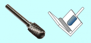 Борфреза сфероцилиндрическая  d12х20х6х65 R6 Р6М5 Х-образн. насечка "CNIC" (C12 25М06)