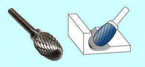 Борфреза овальная  d16х25х6х65 R6,5 Р6М5 Х-образн. насечка "CNIC" (Е16 25М06)