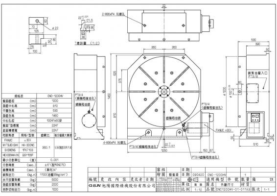 Одноосевой поворотный стол большого диаметра ЧПУ CNC-1200HV GSA+