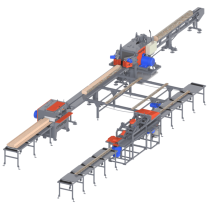 Тонкомерная линия лесопиления с горбыльным станком