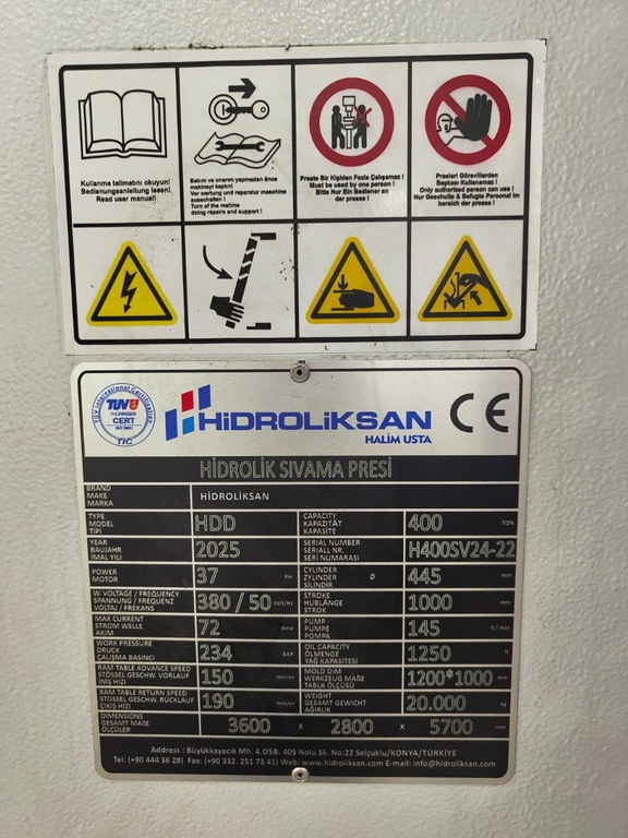 Гидравлический штамповочный пресс HIDROLIKSAN серии HDD
