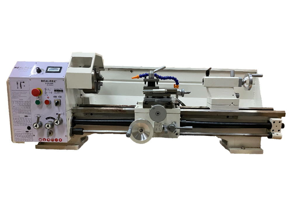 Токарно-винторезный станок REALREZ 310x900 400V (УЦИ+СОЖ) с подставкой