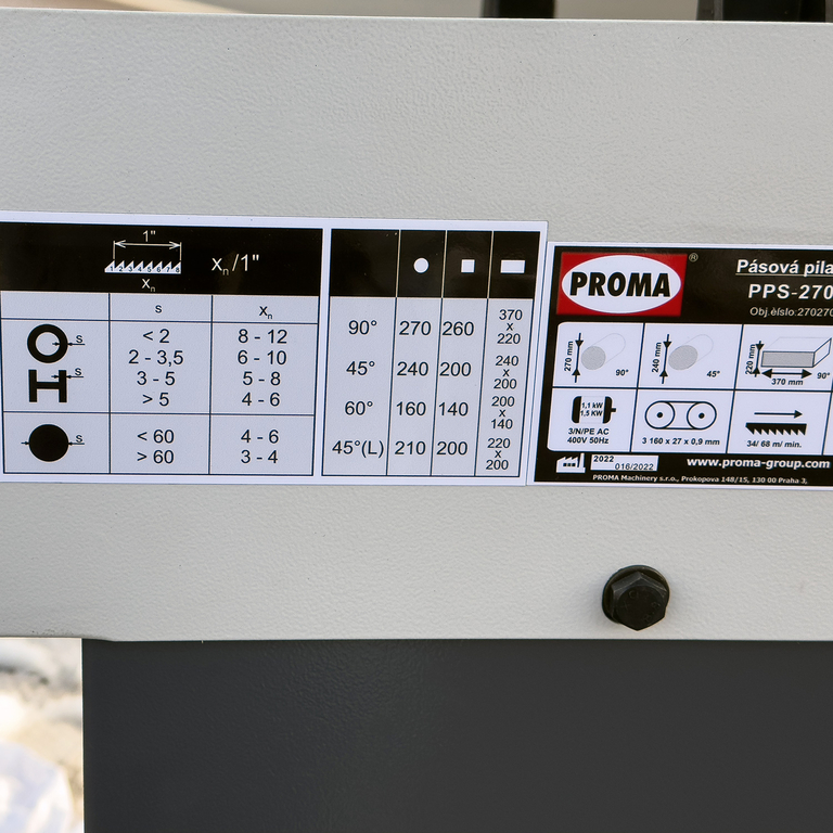 Полуавтоматический ленточнопильный станок Proma PPS-270HPA (27027000)