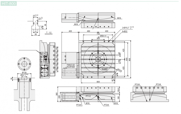 Горизонтальный одноосевой поворотный стол с хиртовым зацеплением ЧПУ HIT-800 GSA+