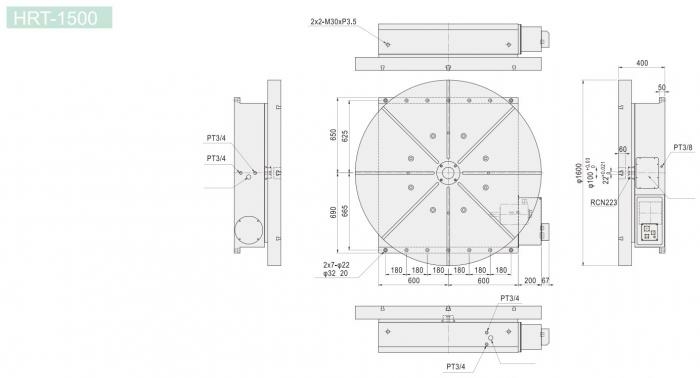 Большой горизонтальный одноосевой поворотный стол ЧПУ HRT-1500 GSA+