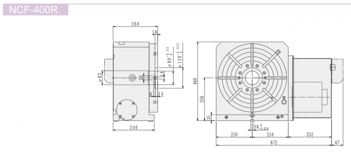 Одноосевой поворотный стол с хиртовым зацеплением ЧПУ NCF-400R GSA+