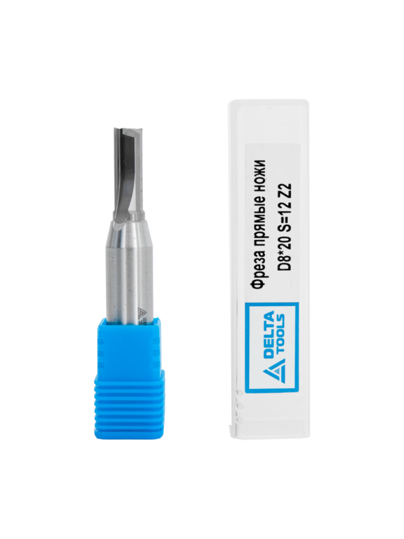 Твердосплавная фреза пазовая DELTATOOLS прямой нож D8*20 L=79 S=12 Z2