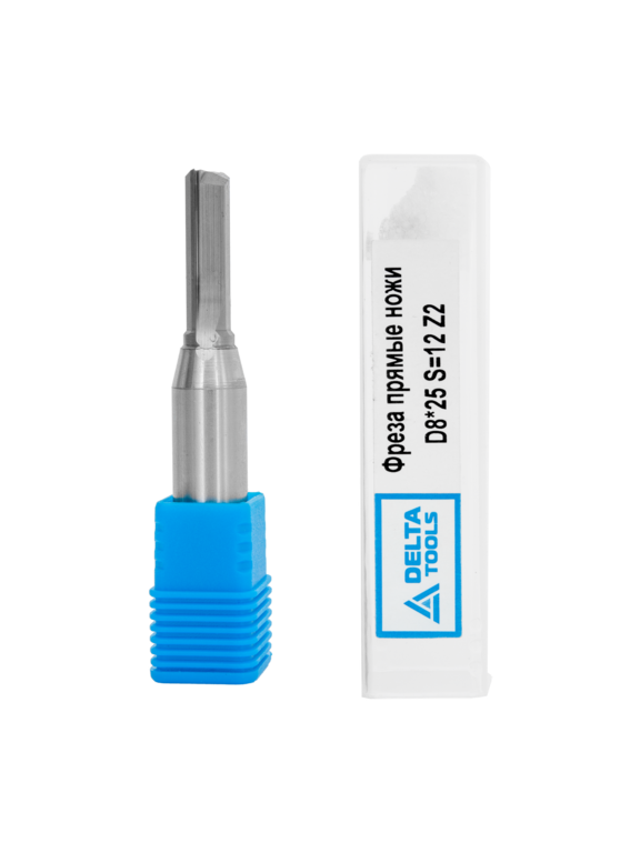 Твердосплавная фреза пазовая DELTATOOLS прямой нож D8*25 L=79 S=12 Z2
